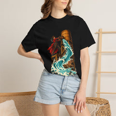 Water Breakout Tee worn Printify context view on a Black Comfort Colors 1717 tee
