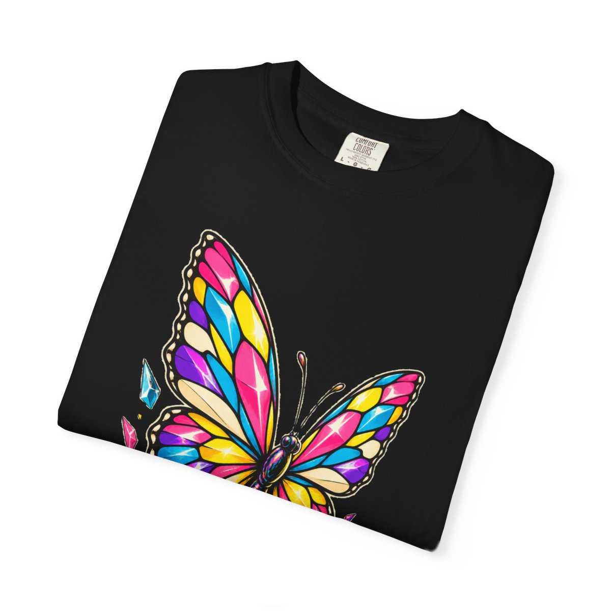 Butterfly Broadcast Tee folded front print detail