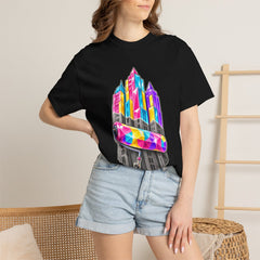 Paint the Town Tee worn Printify context view on a Black Comfort Colors 1717 tee