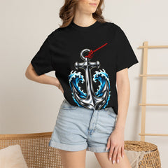 Anchor the Tide Tee worn Printify context view on a Black Comfort Colors 1717 tee