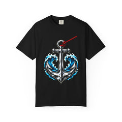 Anchor the Tide Tee large front print on a Black Comfort Colors 1717 tee