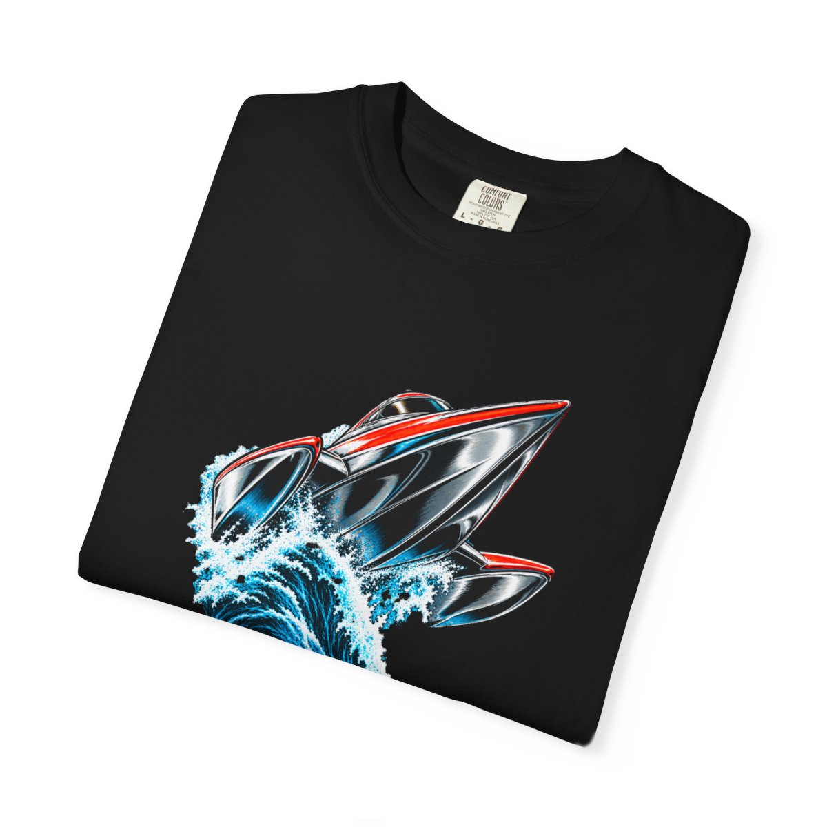Hydroplane Leap Tee folded front print detail