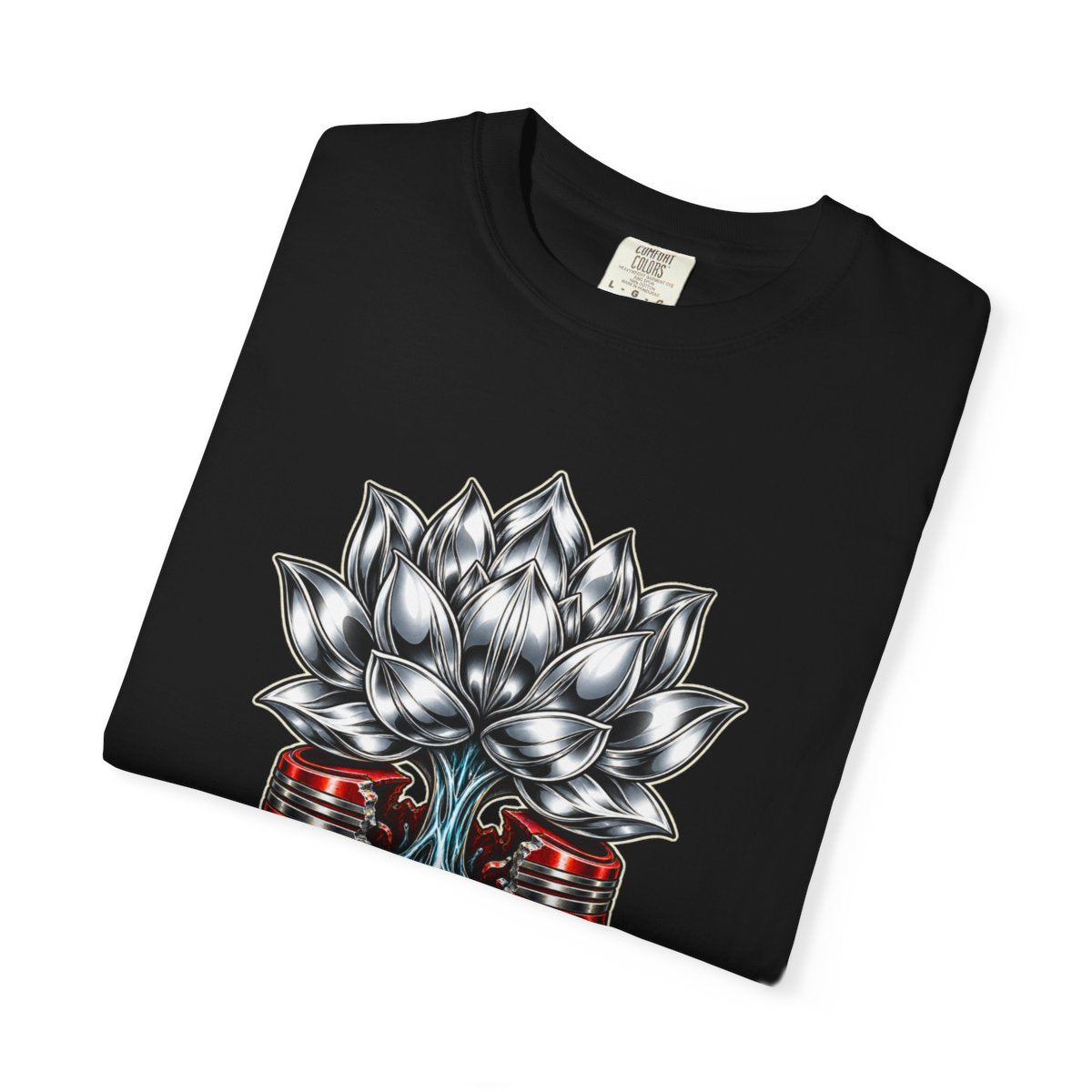 Piston Lotus Tee folded front print detail