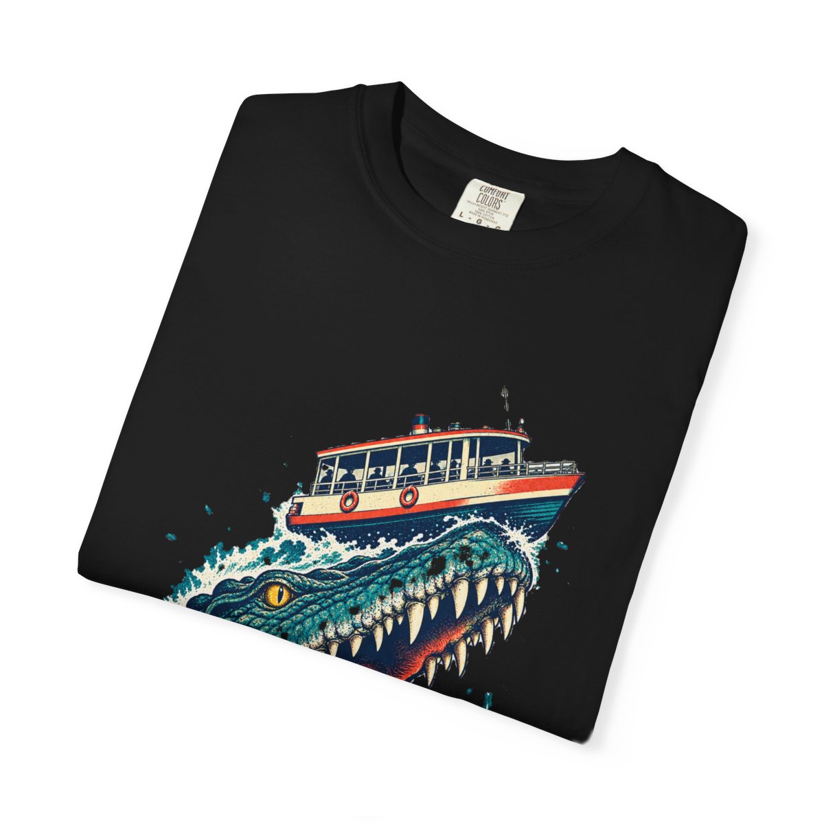 Crocodile Ferry Tee folded front print detail