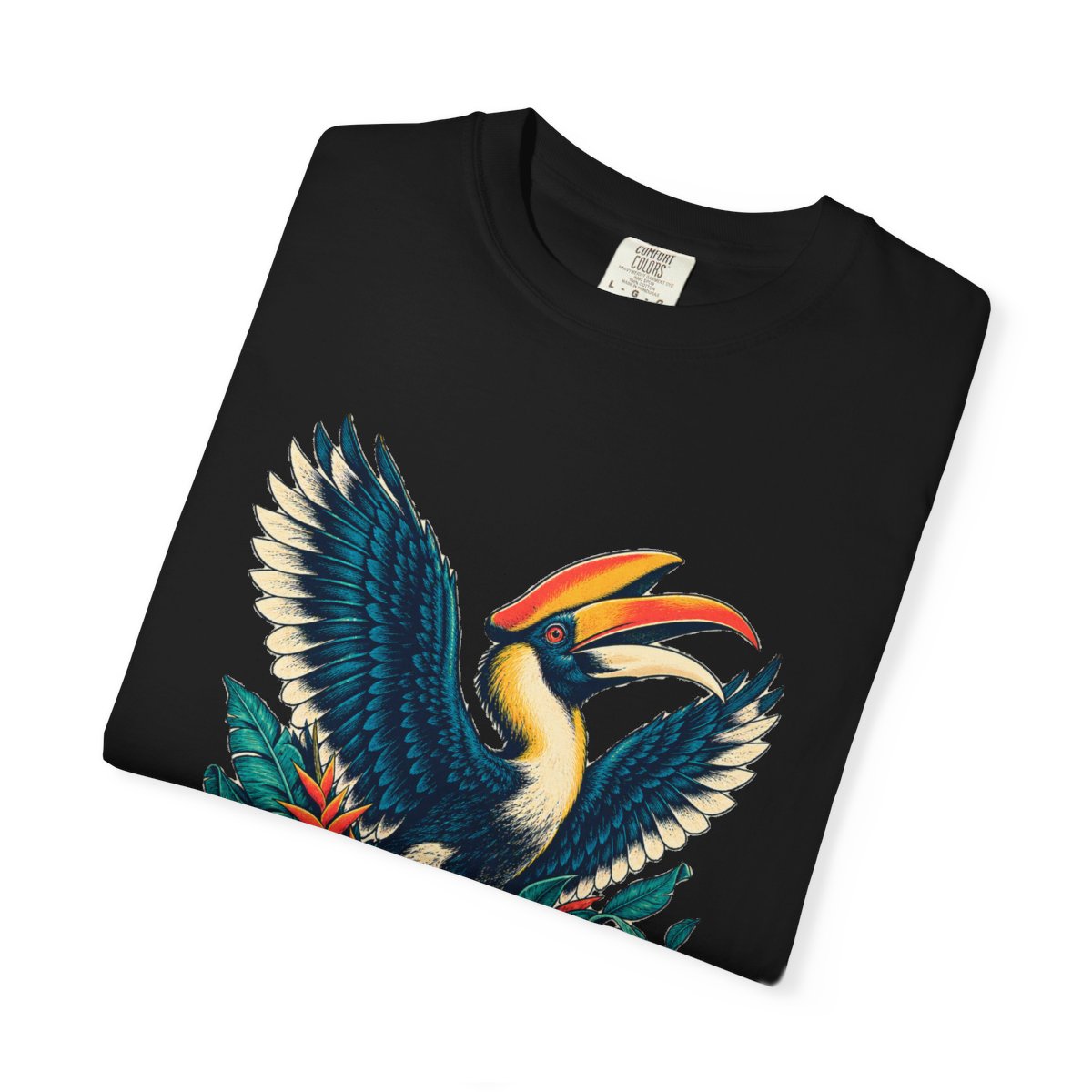 Hornbill Unpacked Tee folded front print detail