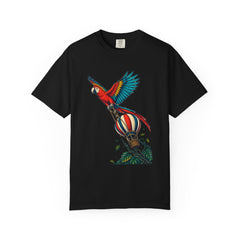 Macaw Lift Tee large front print on a Black Comfort Colors 1717 tee