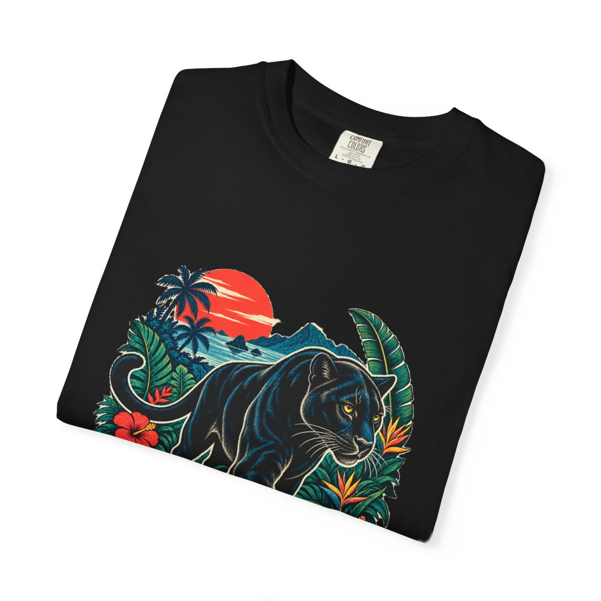 Panther Crossing Tee folded front print detail
