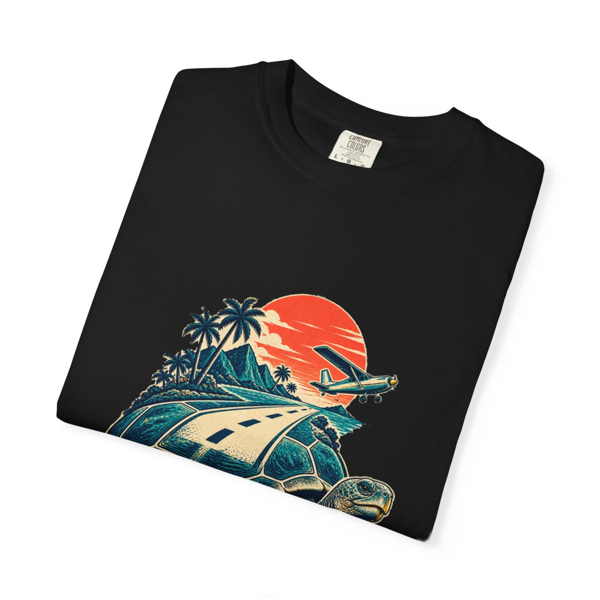 Tortoise Runway Tee folded front print detail
