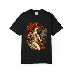 Gorgon Mirror Tee large front print on a Black Comfort Colors 1717 tee