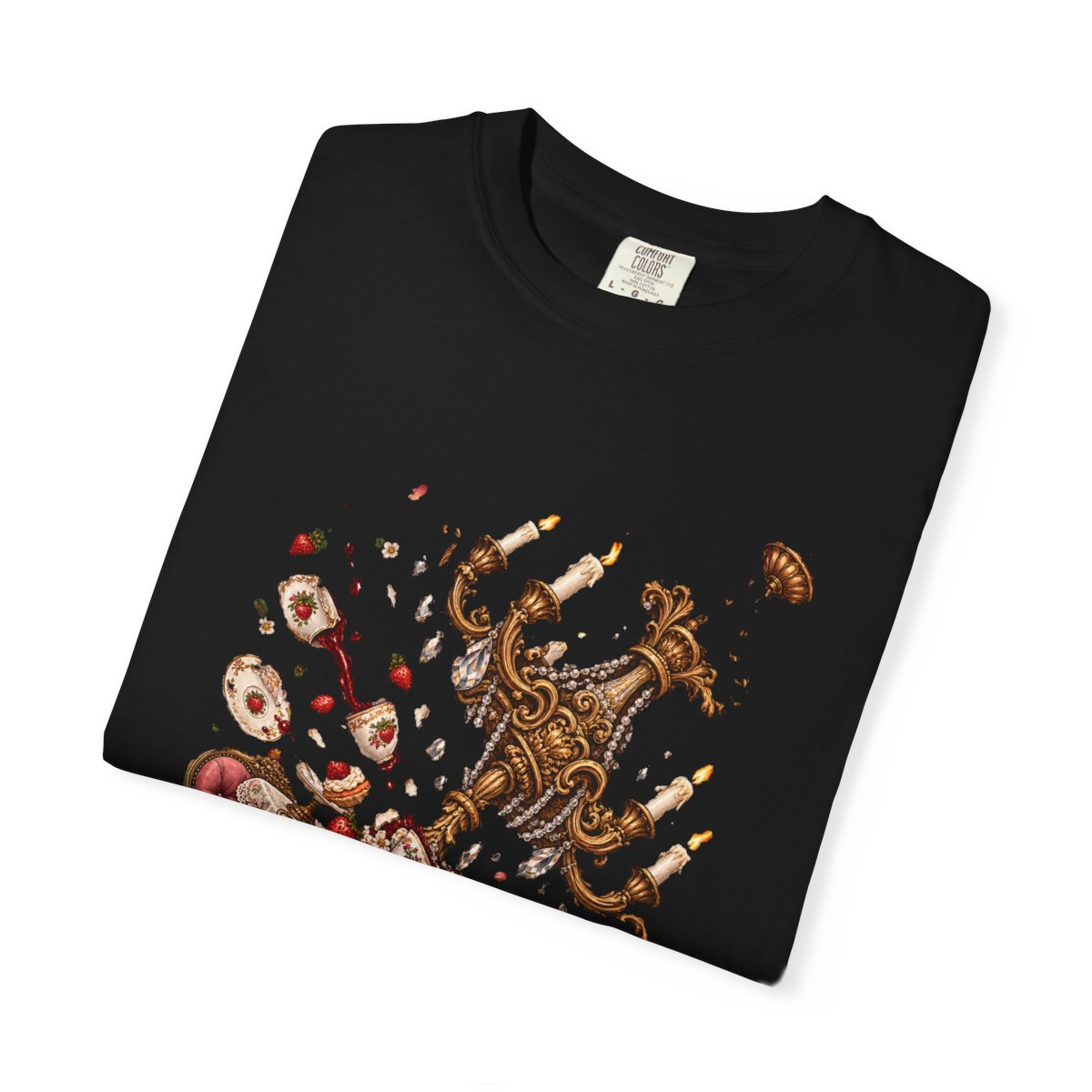 Chandelier Crash Tee folded front print detail