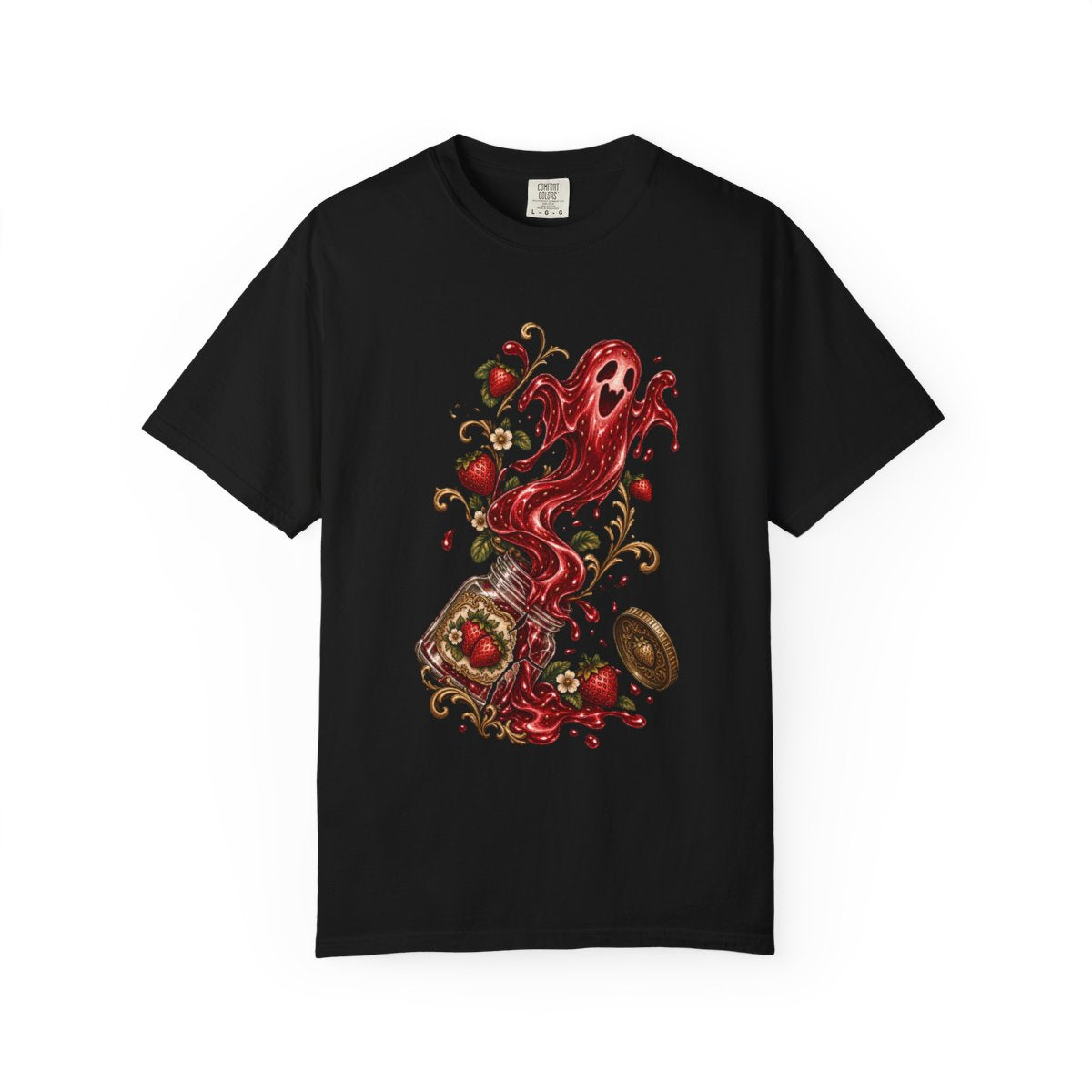 Jam Ghost Tee large front print on a Black Comfort Colors 1717 tee