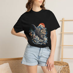 Otter Theft Tee worn Printify context view on a Black Comfort Colors 1717 tee