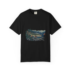 Pike Shadow Tee large front print on a Black Comfort Colors 1717 tee