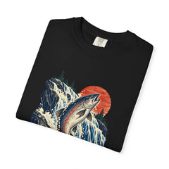 Salmon Run Tee folded front print detail