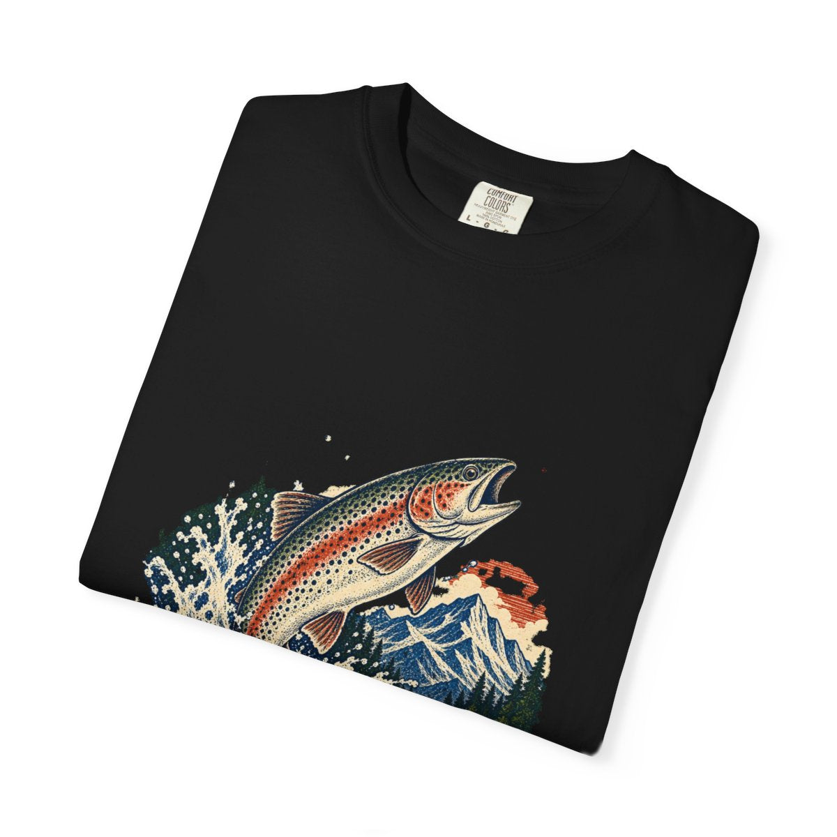 Trout Strike Tee folded front print detail