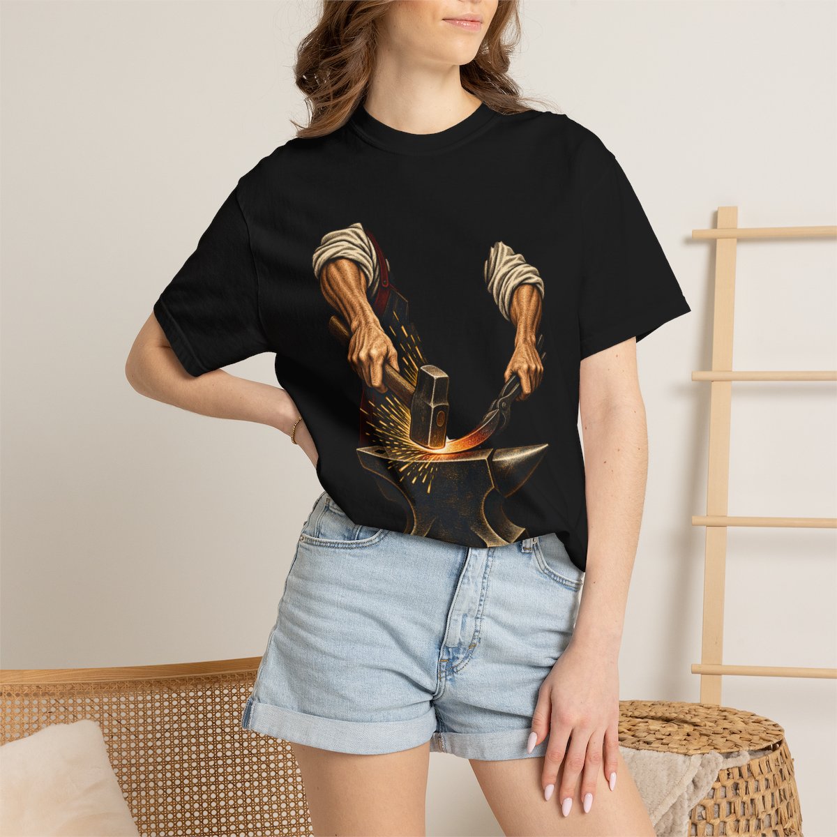 First Strike Tee worn Printify context view on a Black Comfort Colors 1717 tee
