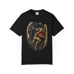 Thief of Morning Armored Angel Front Print Tee large front print on a Black Comfort Colors 1717 tee
