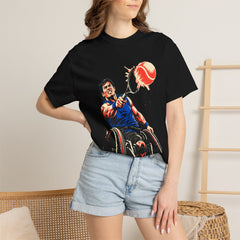 Racket Flash Tee worn Printify context view on a Black Comfort Colors 1717 tee