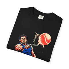 Racket Flash Tee folded front print detail
