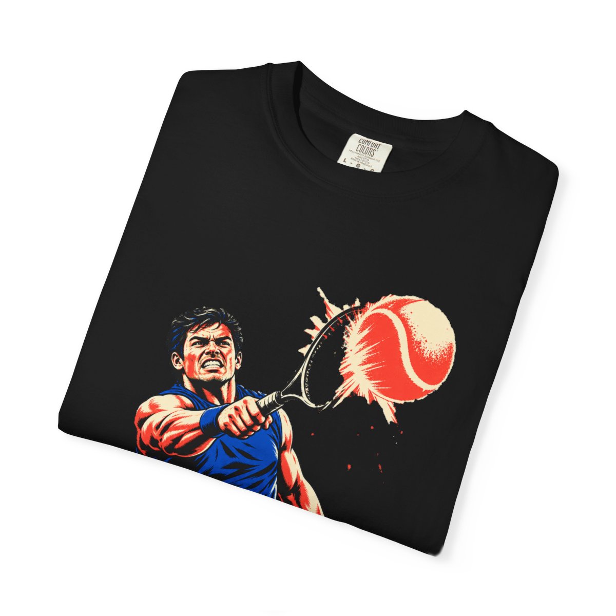 Racket Flash Tee folded front print detail