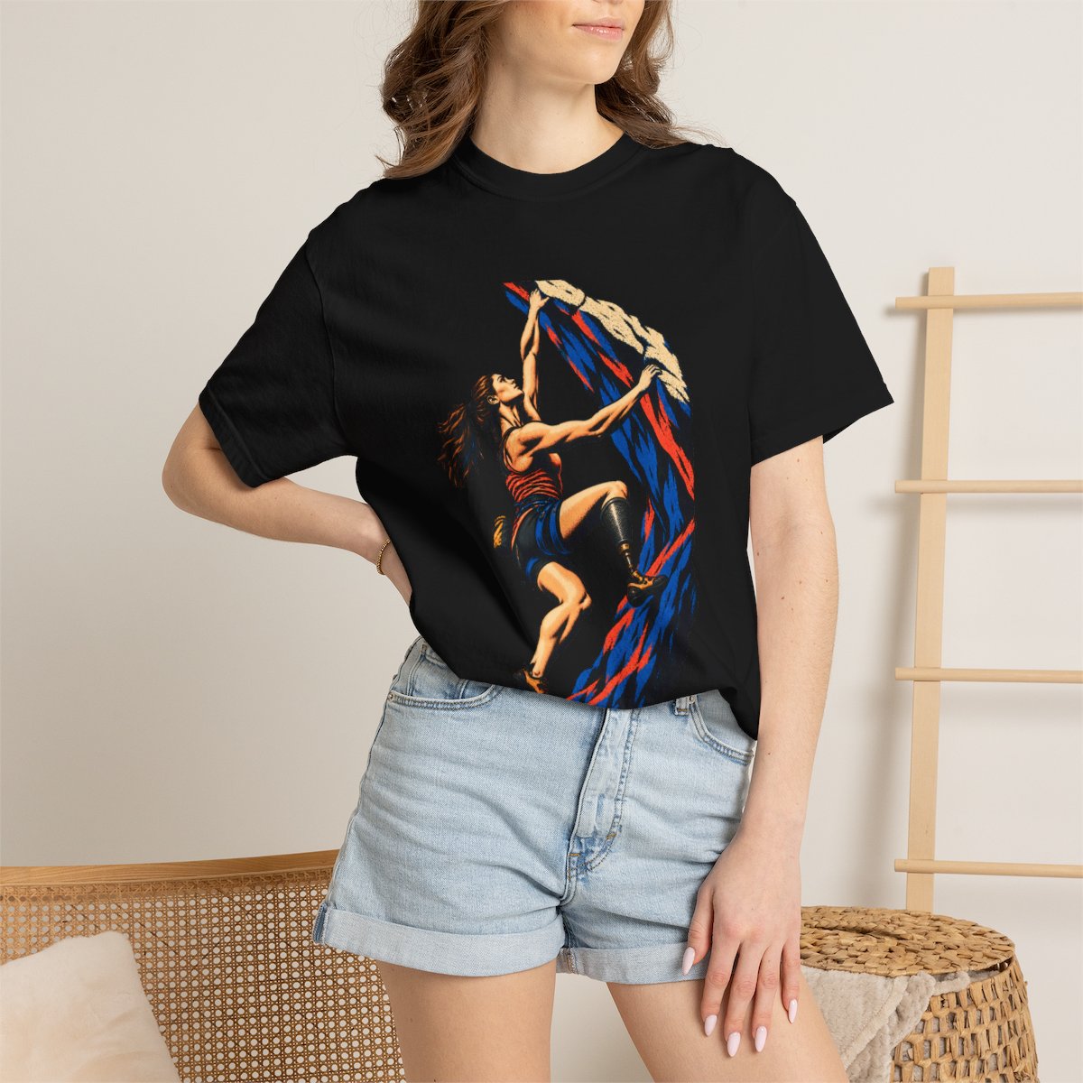 Summit Grip Tee worn Printify context view on a Black Comfort Colors 1717 tee
