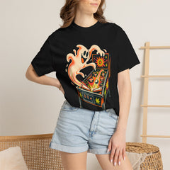 Pinball Tilt Tee worn Printify context view on a Black Comfort Colors 1717 tee