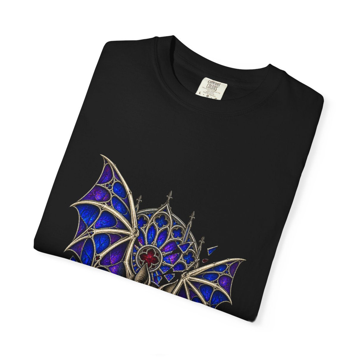 Cathedral Bat Tee folded front print detail