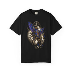 Clockwork Beetle Tee large front print on a Black Comfort Colors 1717 tee