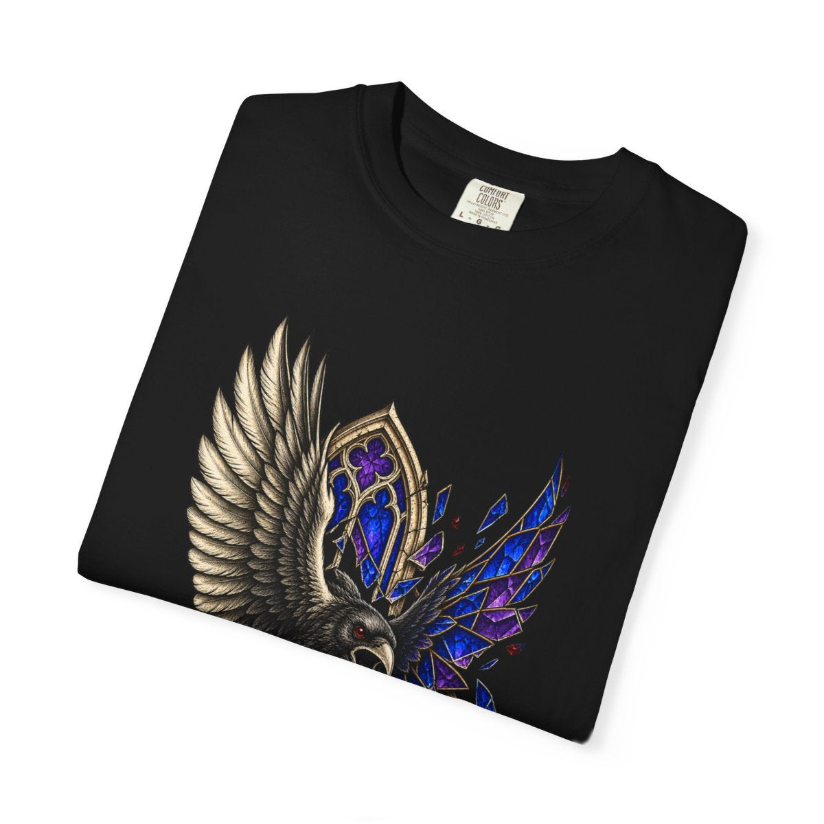 Window Raven Tee folded front print detail