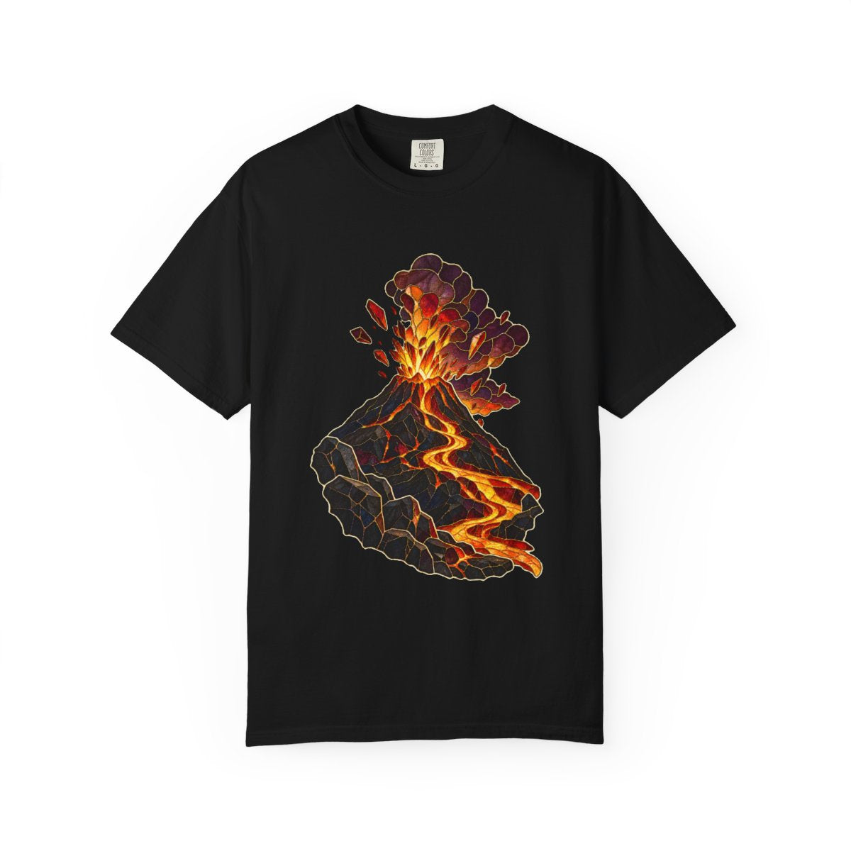 Cinder Crown Tee large front print on a Black Comfort Colors 1717 tee