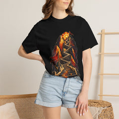 Skyward Steps Tee worn Printify context view on a Black Comfort Colors 1717 tee