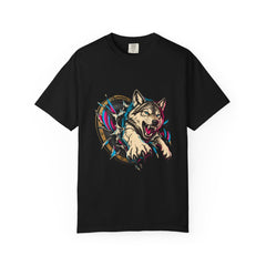 Amp Wolf Tee large front print on a Black Comfort Colors 1717 tee