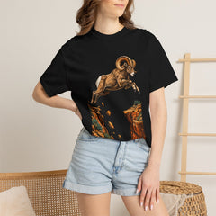 Bighorn Break Tee worn Printify context view on a Black Comfort Colors 1717 tee