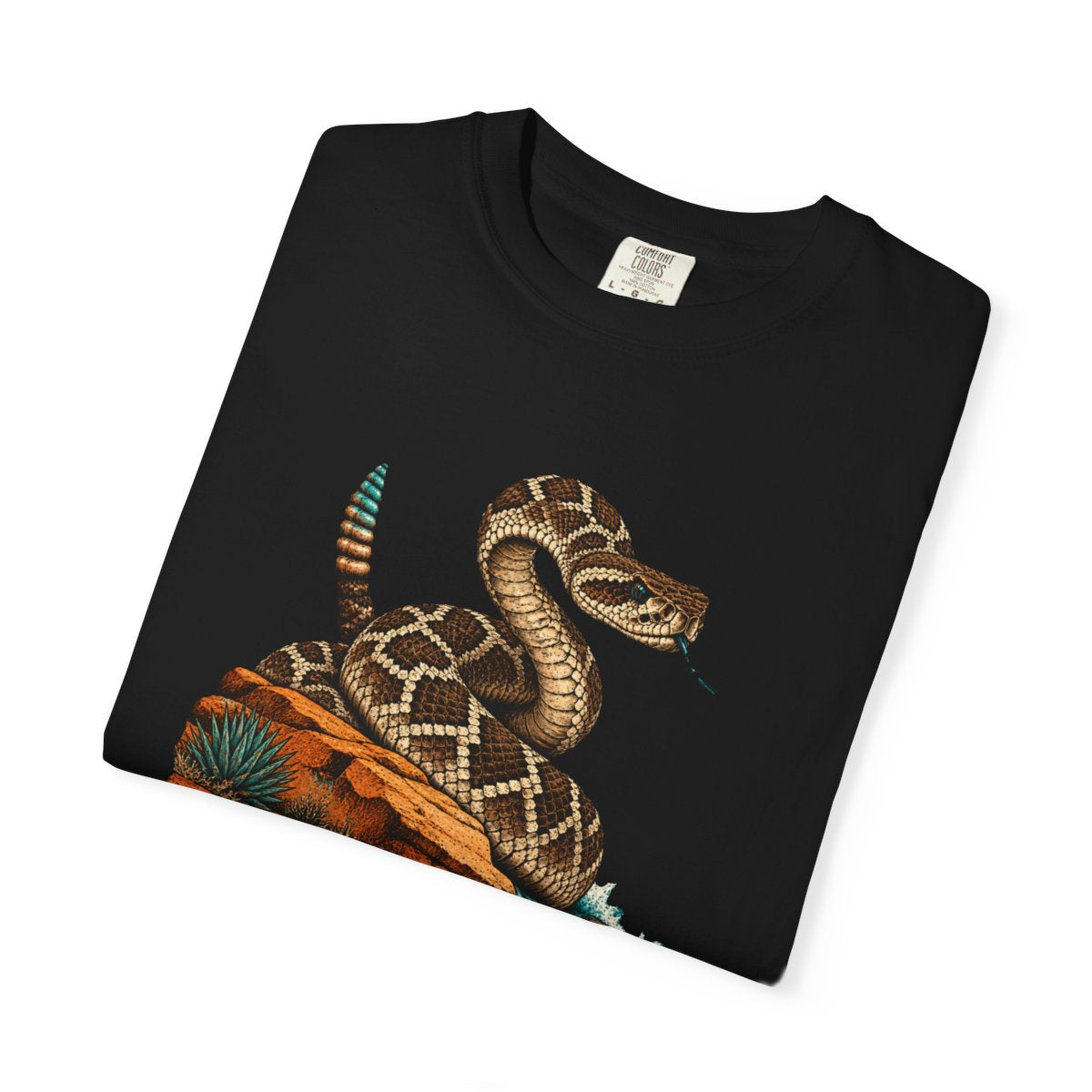 Rattler Rising Tee folded front print detail