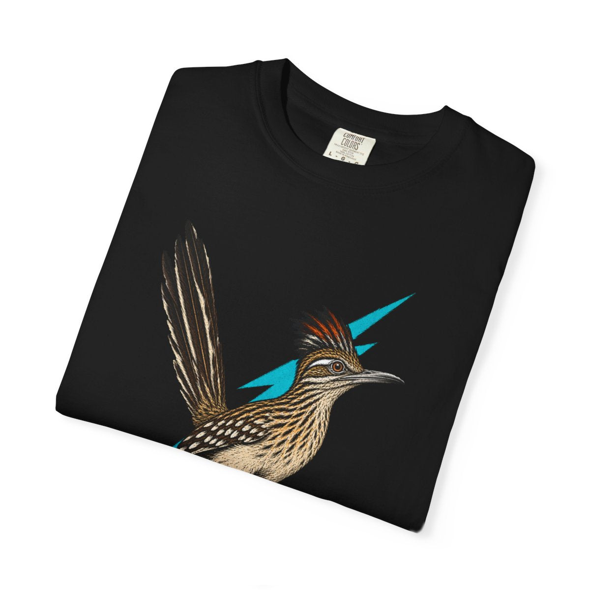Roadrunner Thunder Tee folded front print detail