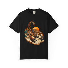 Scorpion Shadow Tee large front print on a Black Comfort Colors 1717 tee