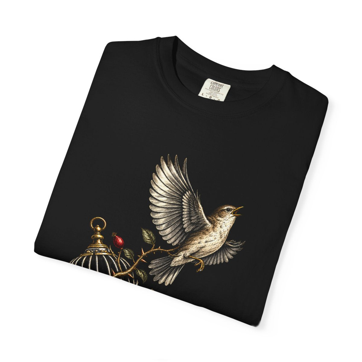 Nightingale Uncaged Tee folded front print detail
