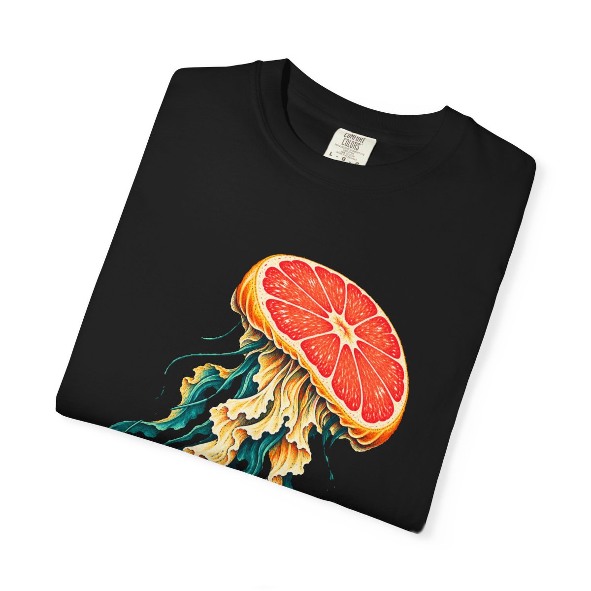 Grapefruit Drifter Tee folded front print detail