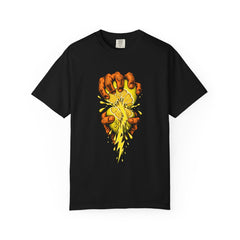 Lemon Press Tee large front print on a Black Comfort Colors 1717 tee