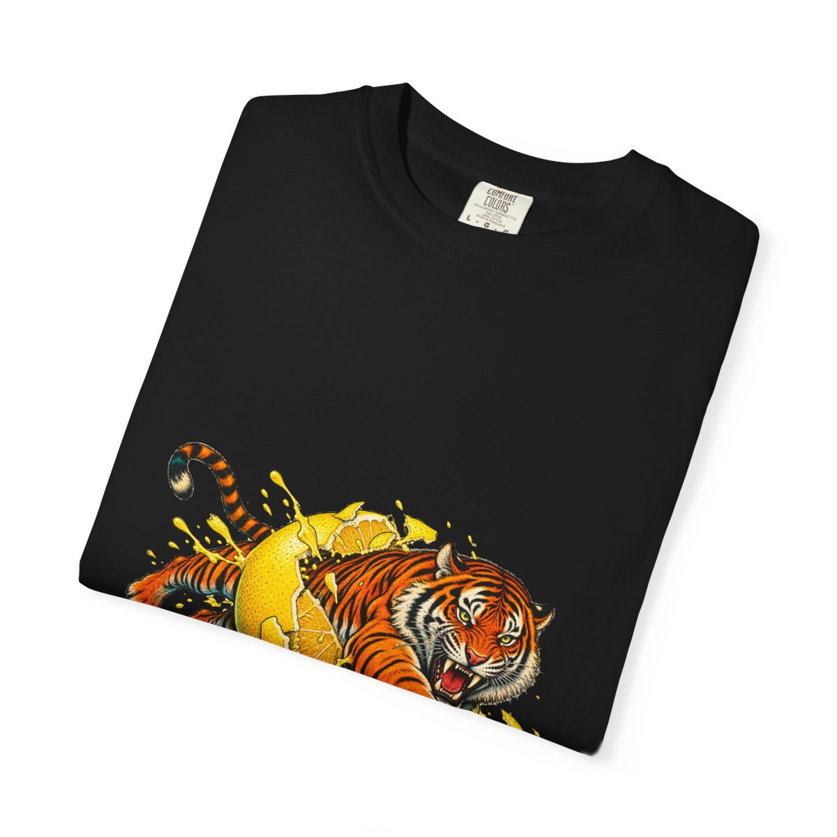 Lemon Tiger Tee folded front print detail