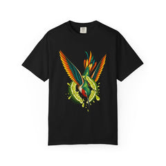 Lime Dart Tee large front print on a Black Comfort Colors 1717 tee