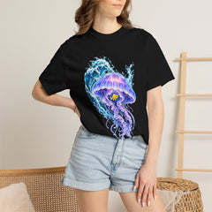 Jelly Shelter Tee worn Printify context view on a Black Comfort Colors 1717 tee