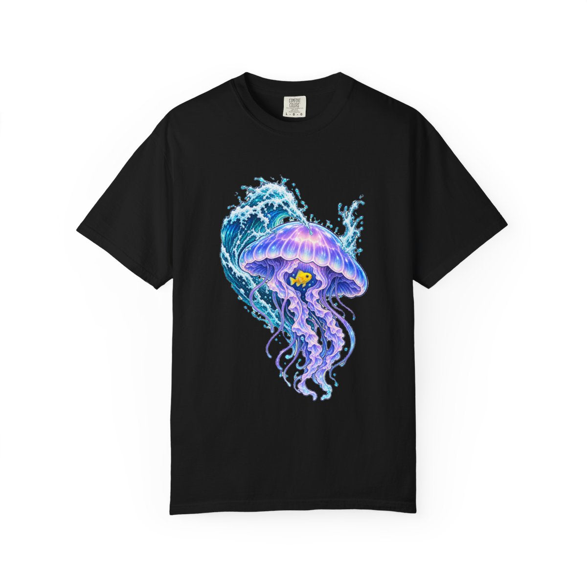 Jelly Shelter Tee large front print on a Black Comfort Colors 1717 tee