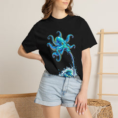 Octopus Vault Tee worn Printify context view on a Black Comfort Colors 1717 tee