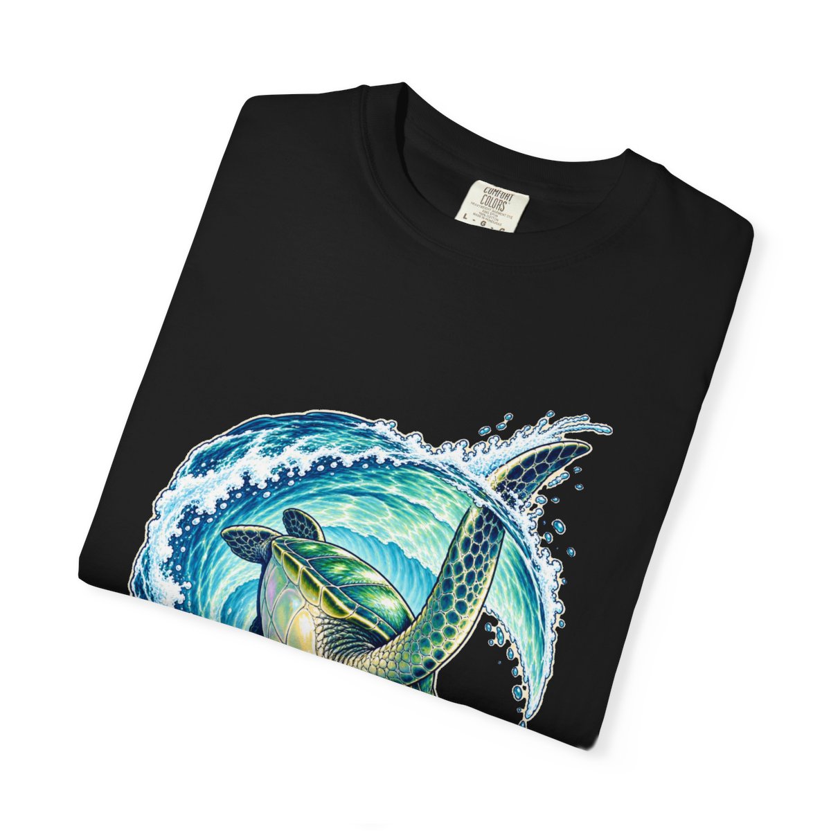 Turtle Roll Tee folded front print detail