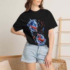 Frozen Hourglass Tee worn Printify context view on a Black Comfort Colors 1717 tee