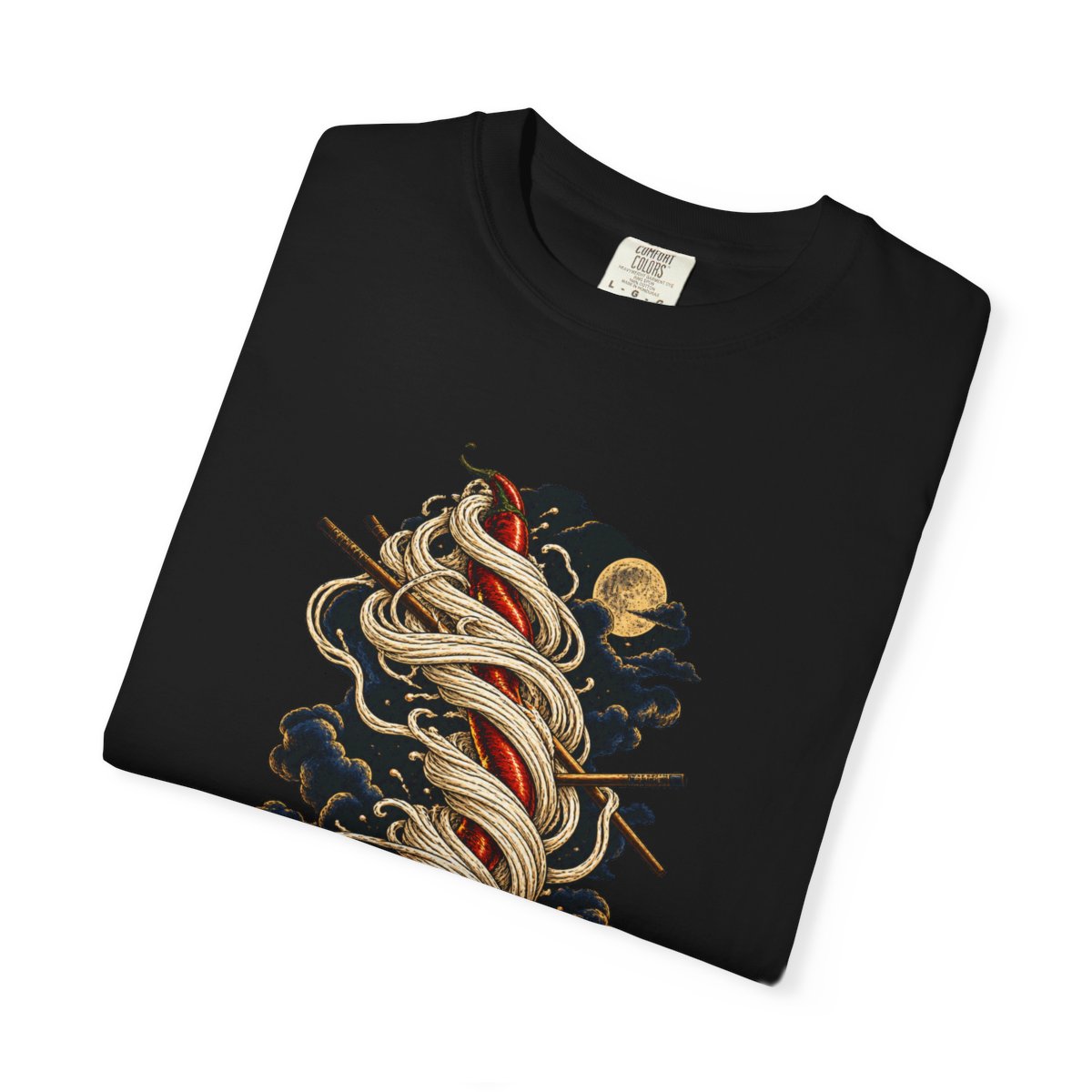 Ramen Rising Tee folded front print detail