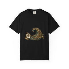 Clockwork Tide Tee large front print on a Black Comfort Colors 1717 tee