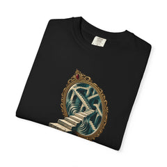 Mirror Staircase Tee folded front print detail