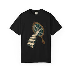 Mirror Staircase Tee large front print on a Black Comfort Colors 1717 tee